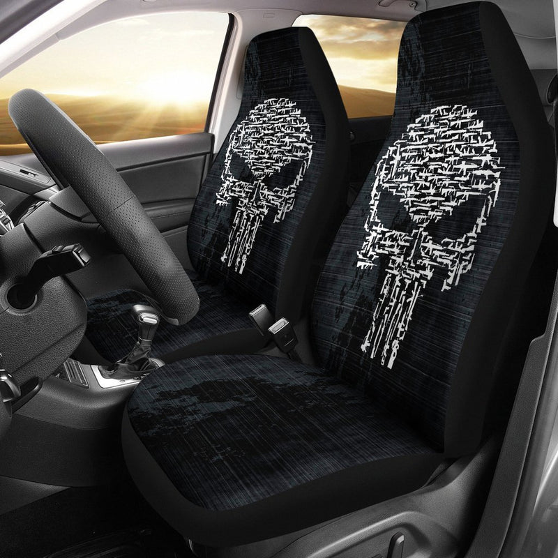 Awesome Skull Gun Car Seat Cover (Set Of 2)