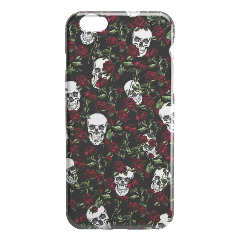 Awesome Skull Hide Under Rose Skull iPhone Case