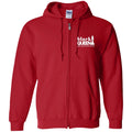 B & J Black Queen Embroidered Gildan Zip Up Hooded Sweatshirt CustomCat
