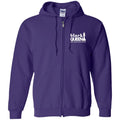 B & J Black Queen Embroidered Gildan Zip Up Hooded Sweatshirt CustomCat