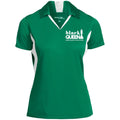 B & J Black Queen Embroidered Sport-Tek Ladies' Colorblock Performance Polo Shirt CustomCat
