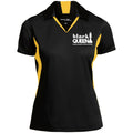B & J Black Queen Embroidered Sport-Tek Ladies' Colorblock Performance Polo Shirt CustomCat