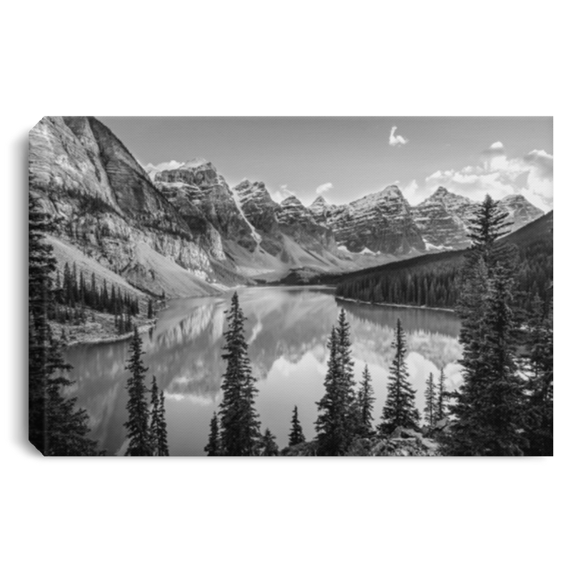 Back And White Sunset View Over Lake And Mountain Range Canvas Wall Art Family - CANLA75 - CustomCat