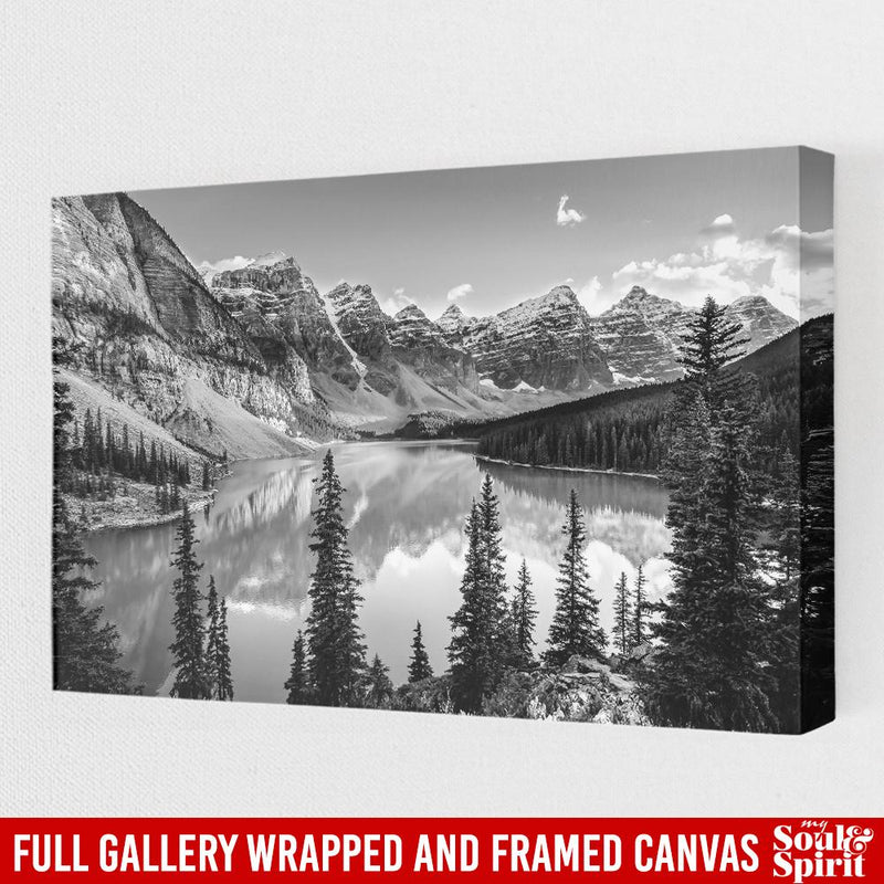 Back And White Sunset View Over Lake And Mountain Range Canvas Wall Art Family - CANLA75 - CustomCat
