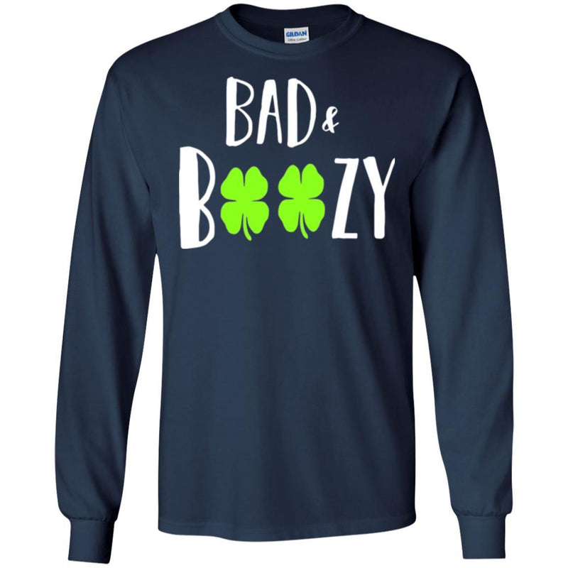 Bad And Boozy Shamrocks Funny Gifts Patrick's Day Irish T-Shirt CustomCat
