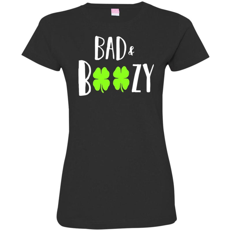 Bad And Boozy Shamrocks Funny Gifts Patrick's Day Irish T-Shirt CustomCat