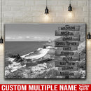 Beach Mountain Range Multi Names Premium Canvas Crossroads Personalized Canvas Wall Art Black And White, Family Street Sign Family Name Art Family - CANLA75 - CustomCat