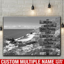 Beach Mountain Range Multi Names Premium Canvas Crossroads Personalized Canvas Wall Art Black And White, Family Street Sign Family Name Art Family - CANLA75 - CustomCat
