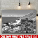 Beach Mountain Range Multi Names Premium Canvas Crossroads Personalized Canvas Wall Art Black And White, Family Street Sign Family Name Art Family - CANLA75 - CustomCat