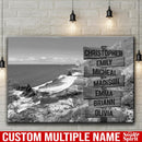 Beach Mountain Range Multi Names Premium Canvas Crossroads Personalized Canvas Wall Art Black And White, Family Street Sign Family Name Art Family - CANLA75 - CustomCat