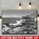 Beach Mountain Range Multi Names Premium Canvas Crossroads Personalized Canvas Wall Art Black And White, Family Street Sign Family Name Art Family - CANLA75 - CustomCat