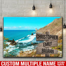 Beach Mountain Range Multi Names Premium Canvas Crossroads Personalized Canvas Wall Art - Family Street Sign Family Name Art Canvas For Home Family - CANLA75 - CustomCat