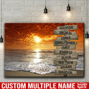 Beach Ocean Sunset Multi Names Premium Canvas Crossroads Personalized Canvas Wall Art, Family Street Sign Family Name Art Canvas For Home Decor Custom Canvas Family - CANLA75 - CustomCat