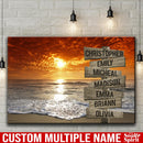 Beach Ocean Sunset Multi Names Premium Canvas Crossroads Personalized Canvas Wall Art, Family Street Sign Family Name Art Canvas For Home Decor Custom Canvas Family - CANLA75 - CustomCat