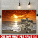 Beach Ocean Sunset Multi Names Premium Canvas Crossroads Personalized Canvas Wall Art, Family Street Sign Family Name Art Canvas For Home Decor Custom Canvas Family - CANLA75 - CustomCat