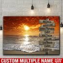 Beach Ocean Sunset Multi Names Premium Canvas Crossroads Personalized Canvas Wall Art, Family Street Sign Family Name Art Canvas For Home Decor Custom Canvas Family - CANLA75 - CustomCat