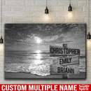 Beach Ocean Sunset Multi Names Premium Canvas Crossroads Personalized Canvas Wall Art, Family Street Sign Family Name Art Canvas For Home Decor Custom Family - CANLA75 - CustomCat