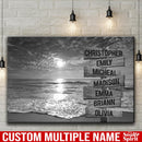 Beach Ocean Sunset Multi Names Premium Canvas Crossroads Personalized Canvas Wall Art, Family Street Sign Family Name Art Canvas For Home Decor Custom Family - CANLA75 - CustomCat
