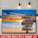 Beach Ocean Sunset Multi Names Premium Canvas Crossroads Personalized Canvas Wall Art, Family Street Sign Family Name Art Canvas For Home Decor Custom Family - CANLA75 - CustomCat