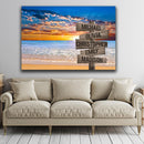 Beach Ocean Sunset Multi Names Premium Canvas Crossroads Personalized Canvas Wall Art, Family Street Sign Family Name Art Canvas For Home Decor Custom Family - CANLA75 - CustomCat