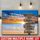 Beach Ocean Sunset Multi Names Premium Canvas Crossroads Personalized Canvas Wall Art, Family Street Sign Family Name Art Canvas For Home Decor Custom Family - CANLA75 - CustomCat