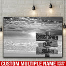 Beach Ocean Sunset Multi Names Premium Canvas Crossroads Personalized Canvas Wall Art, Family Street Sign Family Name Art Canvas For Home Decor Custom Family - CANLA75 - CustomCat