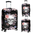 Beautiful Skull With Multi Style Flower Printed On Luggage Cover interestprint