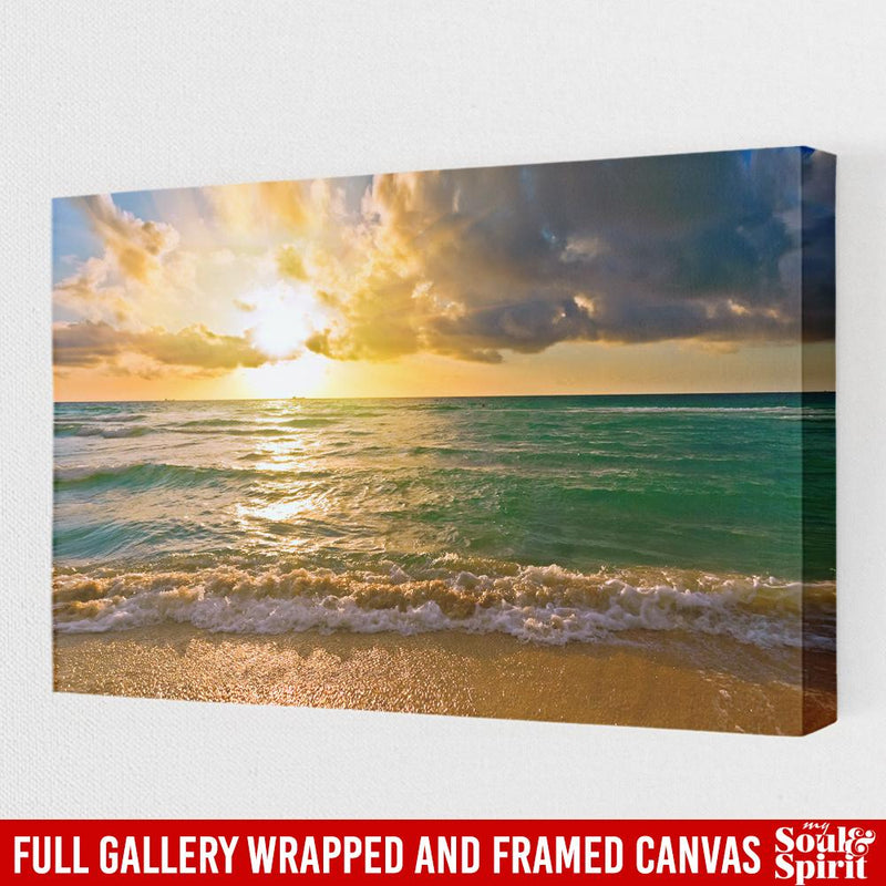 Beautiful Sunrise Over The Sea - Canvas Wall Art Decor Mermaid - CANLA75 - CustomCat