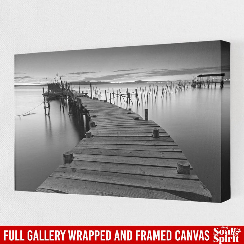 Beautiful Sunset On Old Wood Pier Canvas For Living Room Family - CANLA75 - CustomCat