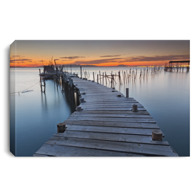 Beautiful Sunset On Old Wood Pier Color Canvas For Living Room Family - CANLA75 - CustomCat
