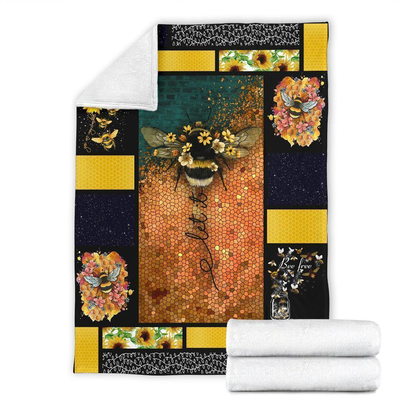 Bee Let It Be Sunflowers Fleece Blanket interestprint