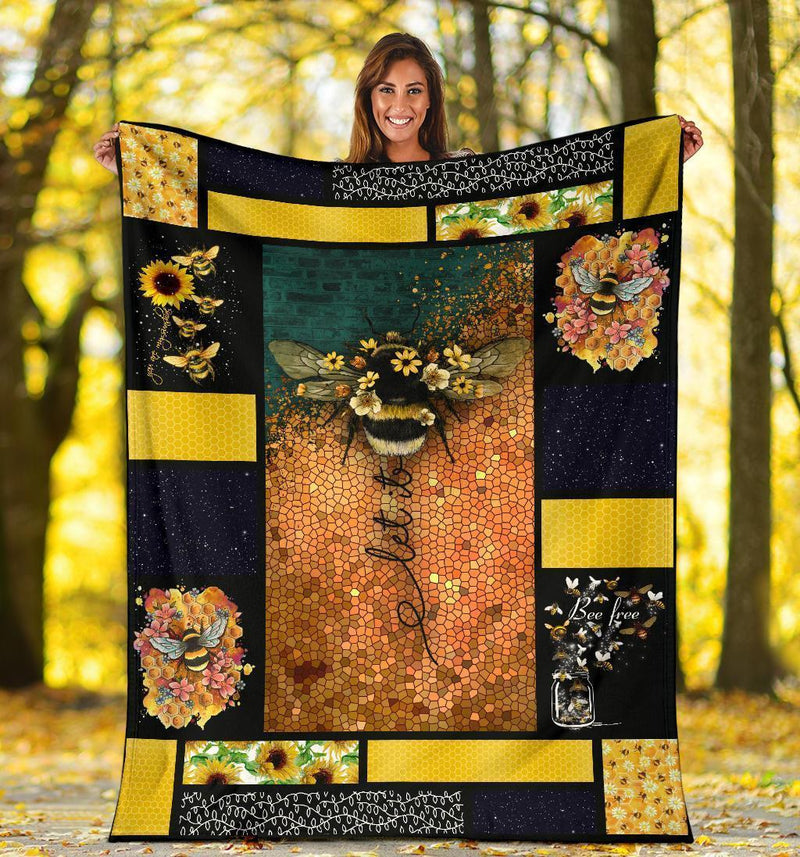 Bee Let It Be Sunflowers Fleece Blanket interestprint