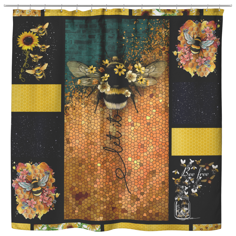 Bee Let It Be Sunflowers Shower Curtains