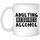 Beer Coffee Mug Adulting Requires Alcohol Drinking Beer Lovers 11oz - 15oz White Mug CustomCat