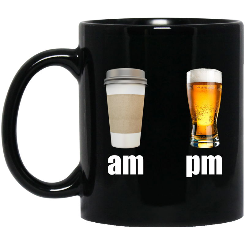 Beer Coffee Mug Am Coffee Pm Beer 11oz - 15oz Black Mug CustomCat