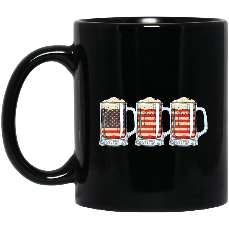 Beer Coffee Mug Beer American Flag 4th July Day 11oz - 15oz Black Mug CustomCat