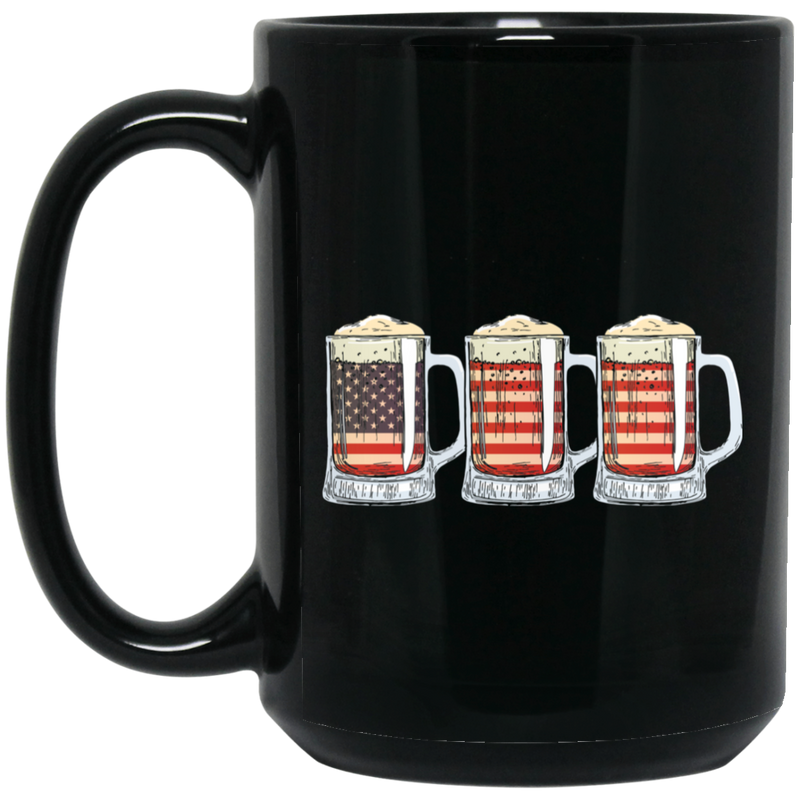 Beer Coffee Mug Beer American Flag 4th July Day 11oz - 15oz Black Mug CustomCat