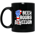 Beer Coffee Mug Beer Boobs And Freedom Funny Drinking Lovers Interesting Gift 11oz - 15oz Black Mug CustomCat