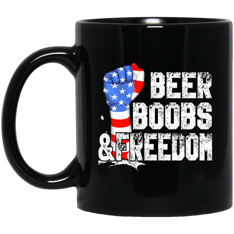 Beer Coffee Mug Beer Boobs And Freedom Funny Drinking Lovers Interesting Gift 11oz - 15oz Black Mug CustomCat