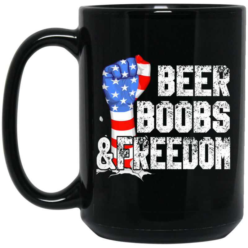 Beer Coffee Mug Beer Boobs And Freedom Funny Drinking Lovers Interesting Gift 11oz - 15oz Black Mug CustomCat