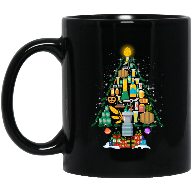 Beer Coffee Mug Beer Christmas Tree 11oz - 15oz Black Mug CustomCat