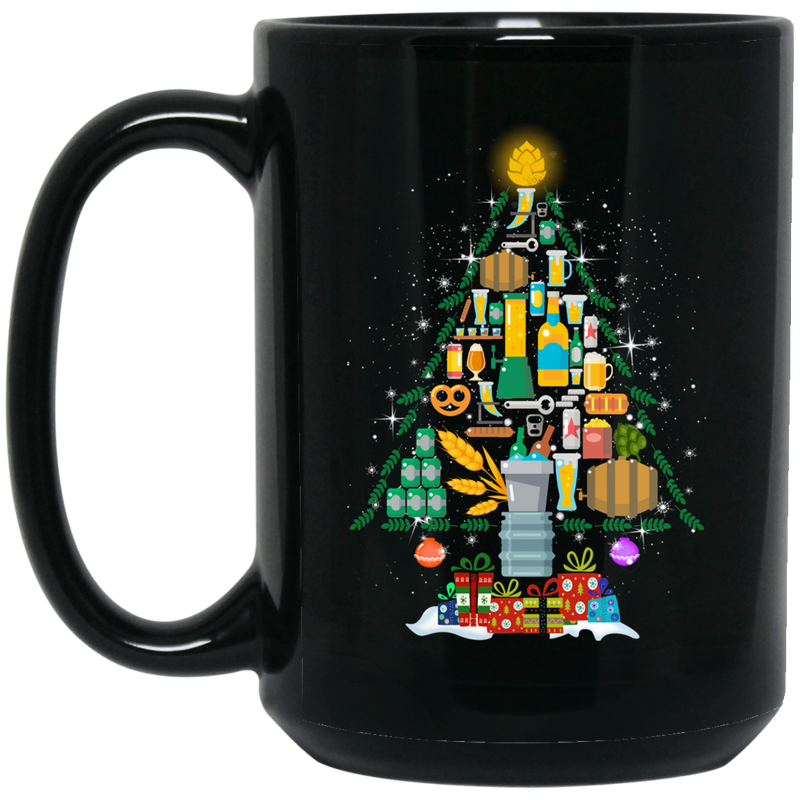 Beer Coffee Mug Beer Christmas Tree 11oz - 15oz Black Mug CustomCat