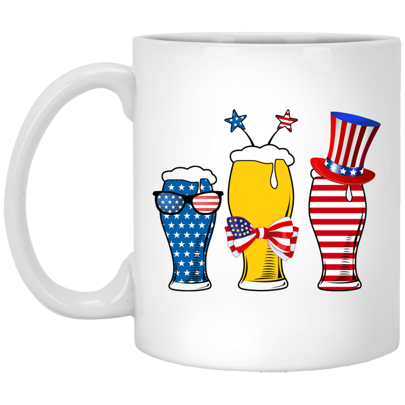 Beer Coffee Mug Beer Flag American 4th July Day 11oz - 15oz White Mug CustomCat