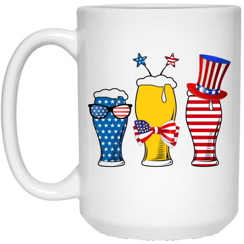 Beer Coffee Mug Beer Flag American 4th July Day 11oz - 15oz White Mug CustomCat