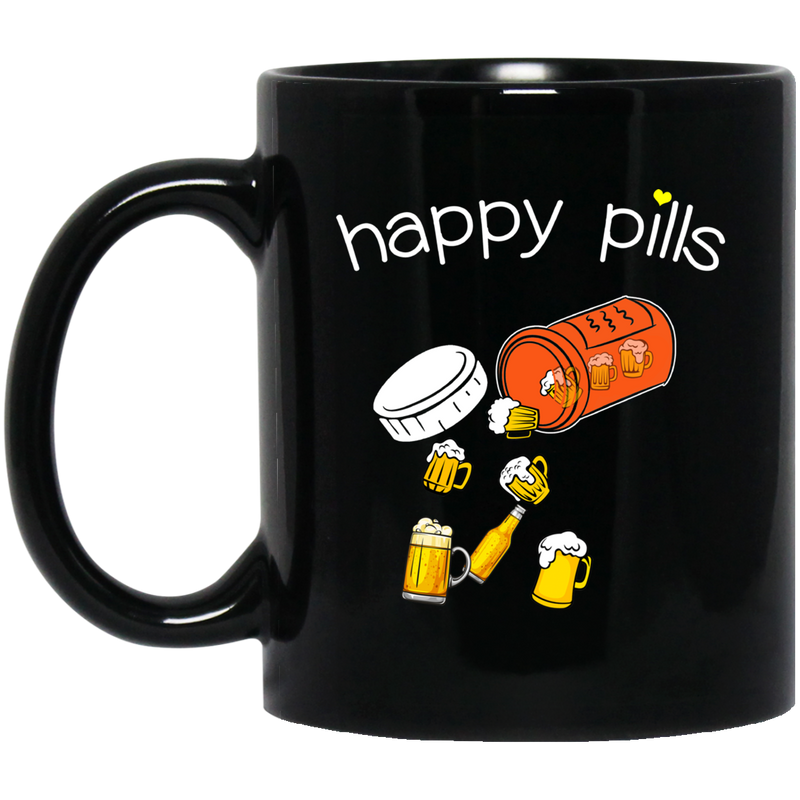 Beer Coffee Mug Happy Pill Beer 11oz - 15oz Black Mug CustomCat