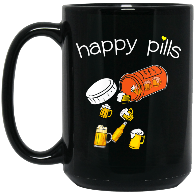 Beer Coffee Mug Happy Pill Beer 11oz - 15oz Black Mug CustomCat