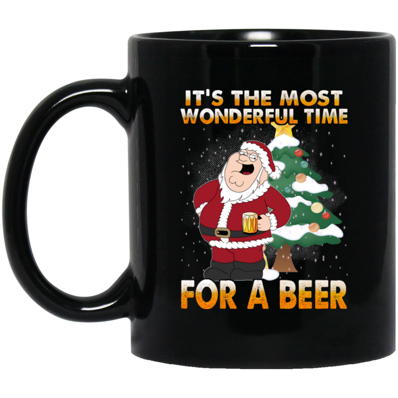 Beer Coffee Mug It's The Most Wonderful Time For A Beer Santa Merry Christmas 11oz - 15oz Black Mug CustomCat