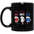 Beer Coffee Mug Red White Blue Beer Flag American 4th July Day 11oz - 15oz Black Mug CustomCat