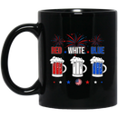 Beer Coffee Mug Red White Blue Beer Flag American 4th July Day 11oz - 15oz Black Mug CustomCat