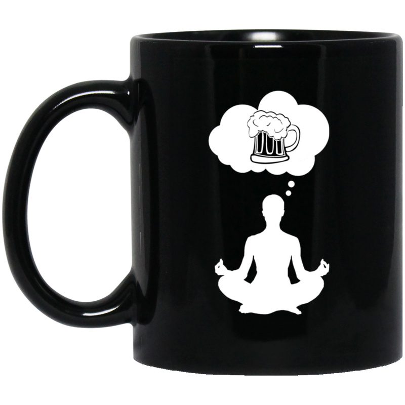 Beer Coffee Mug Yoga Thinking Beer 11oz - 15oz Black Mug CustomCat